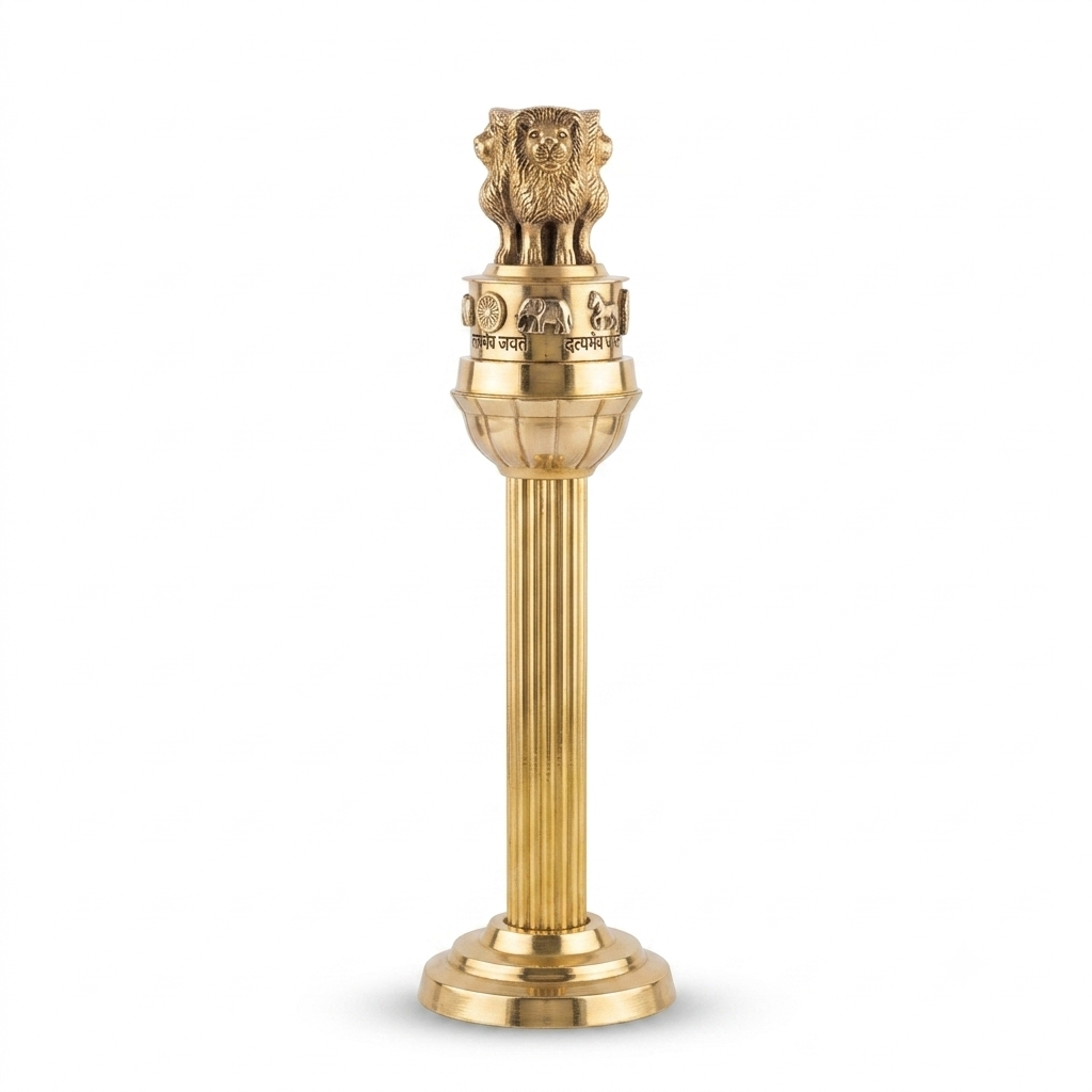 Ashoka Lion Capital Brass Decorative Stand – National Emblem Inspired Artifact
