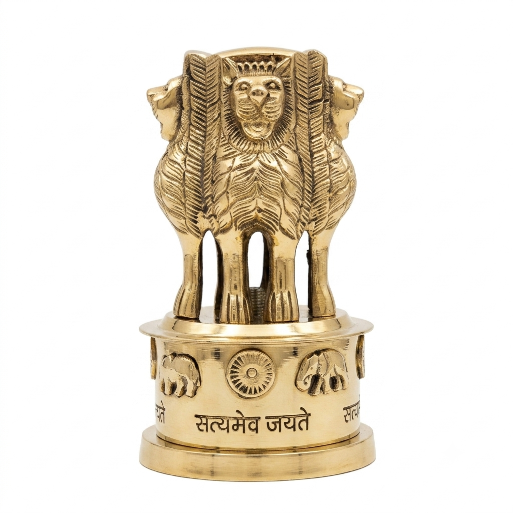 Ashoka Lion Capital Brass Showpiece – National Emblem