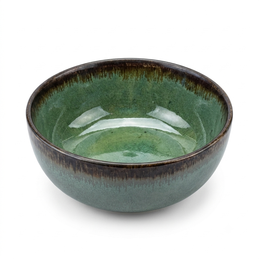 Emerald Glaze Ceramic Serving Bowl