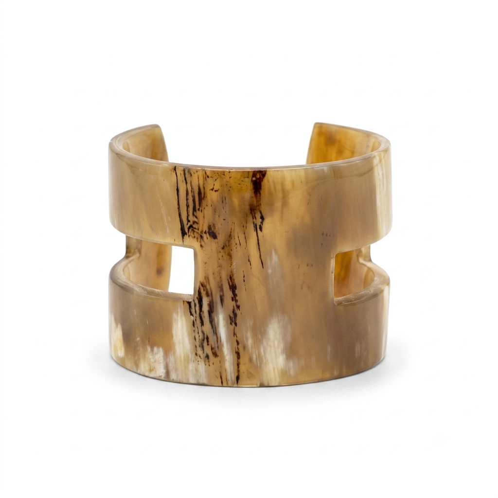 Natural Horn Wide Cuff Bracelet
