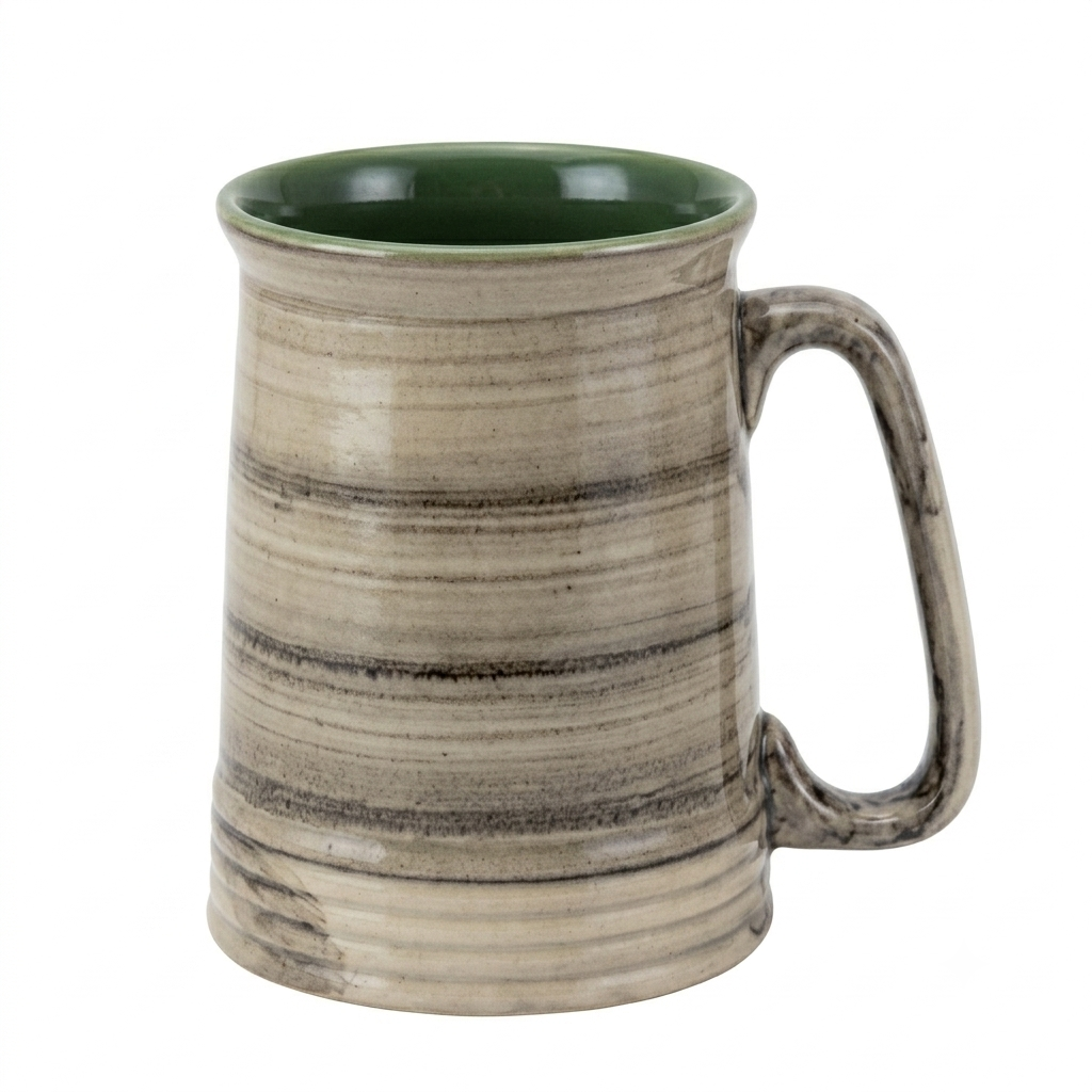 Rustic Earth-Tone Ceramic Tankard Mug