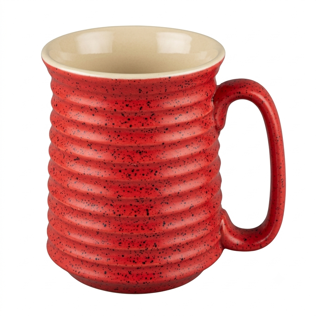 Textured Speckled Red Ceramic Mug