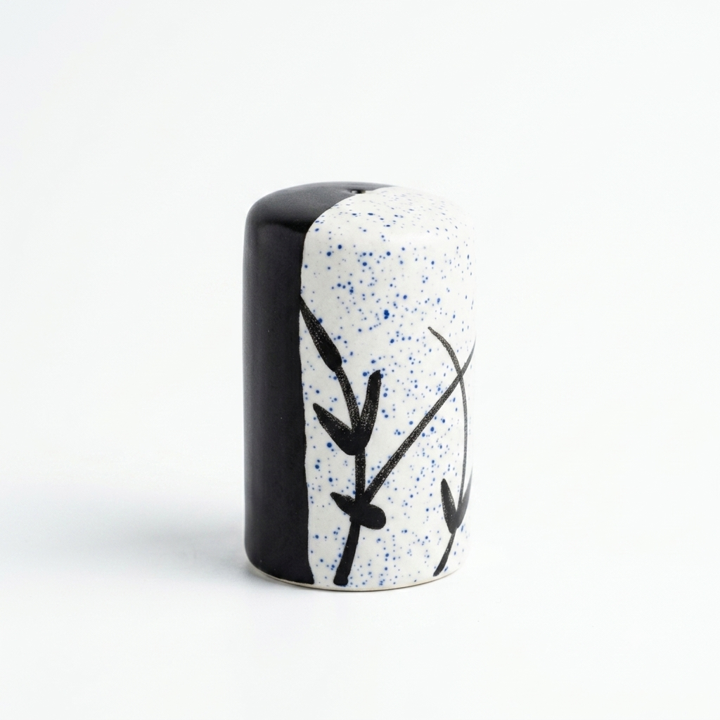 Hand-Painted Monochrome Botanical Salt Shaker