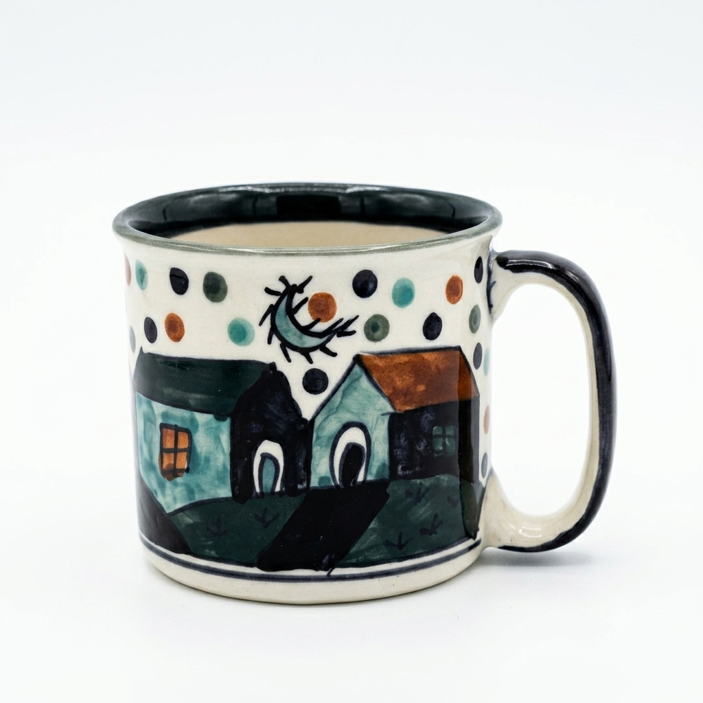 Handcrafted Stoneware Ceramic Coffee Mug – Artistic Village Design