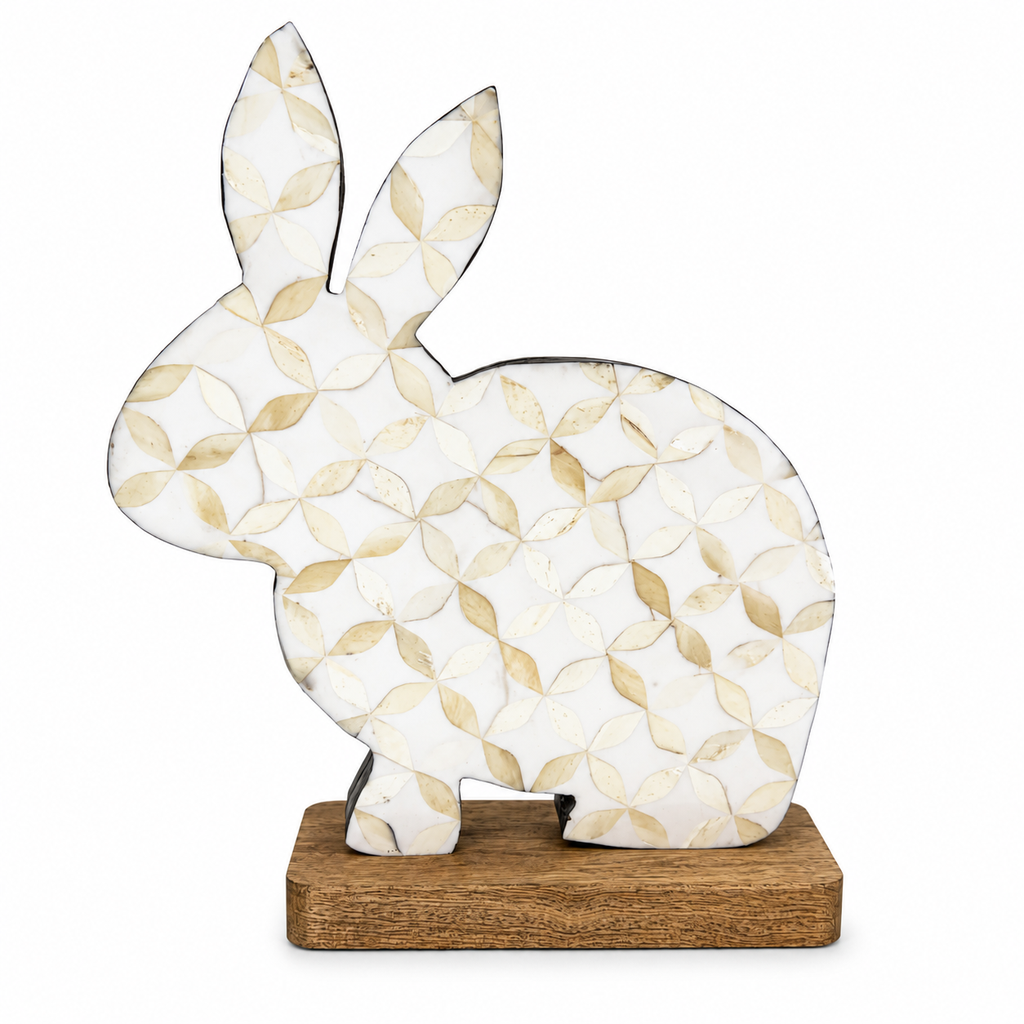 Handcrafted Mother of Pearl Rabbit Figurine