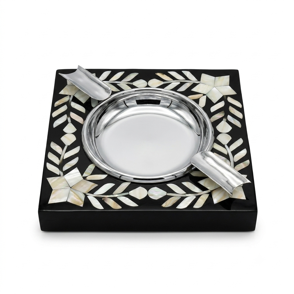 Monarch Mother-of-Pearl Inlay Luxury Cigar Ashtray