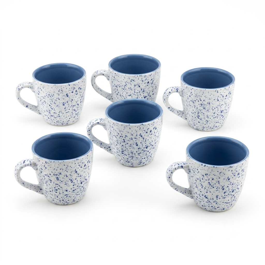 Artisanal Splatter-Glaze Ceramic Mug Set (Set of 6)