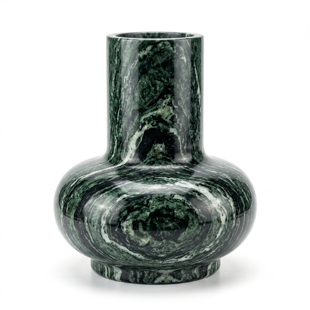 Verde Guatemala Green Marble Sculptural Vase