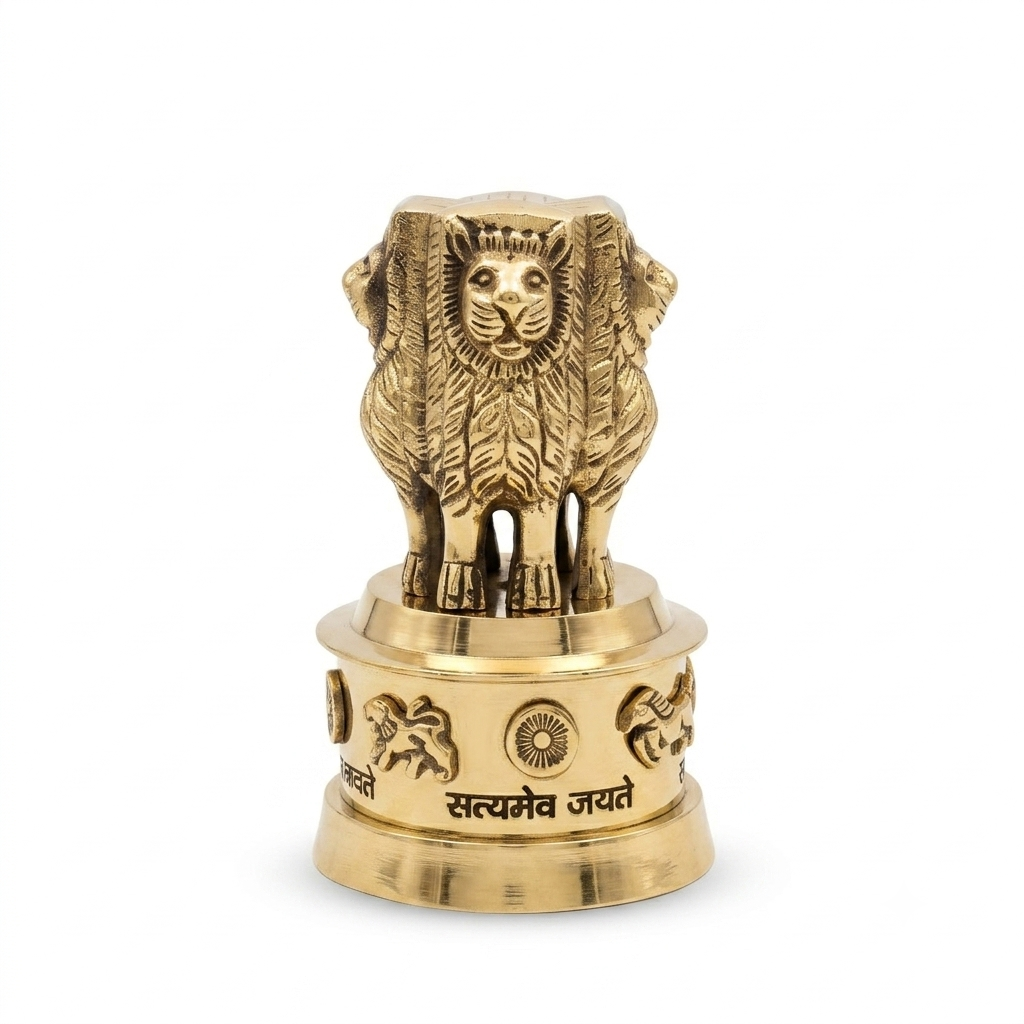 Handcrafted Brass Ashoka Pillar Lion Capital Miniature