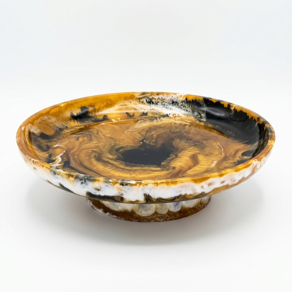 Natural Polished Horn Pedestal Decorative Bowl
