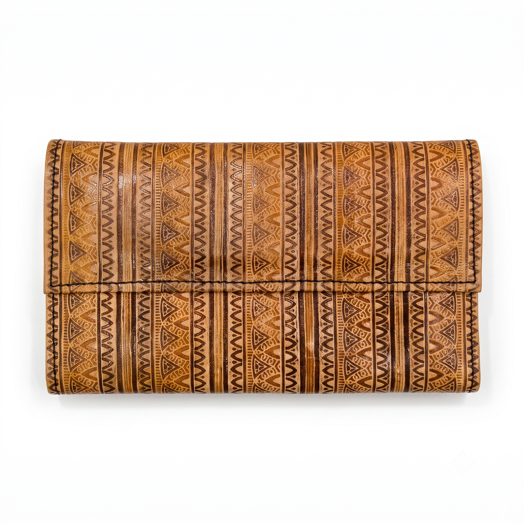 Artisan Hand-Painted Designer Pattern Leather Clutch Wallet