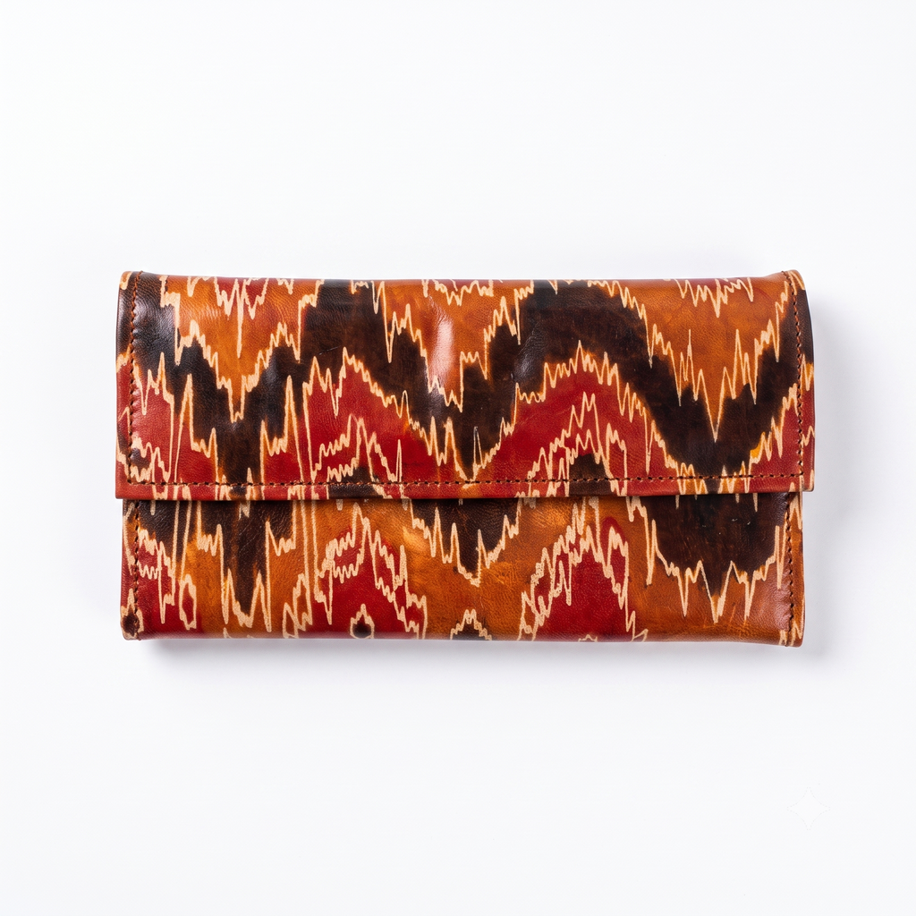 Abstract Patterned Leather Envelope Wallet