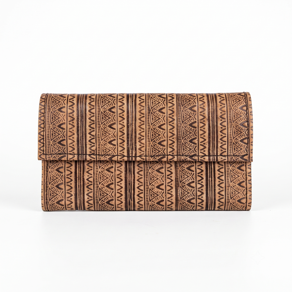 Geometric Tooled Leather Wallet