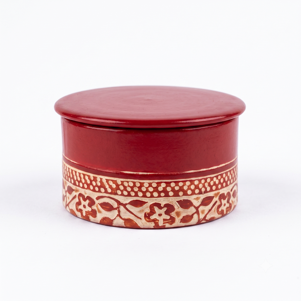 Artisanal Red Lacquer Decorative Box