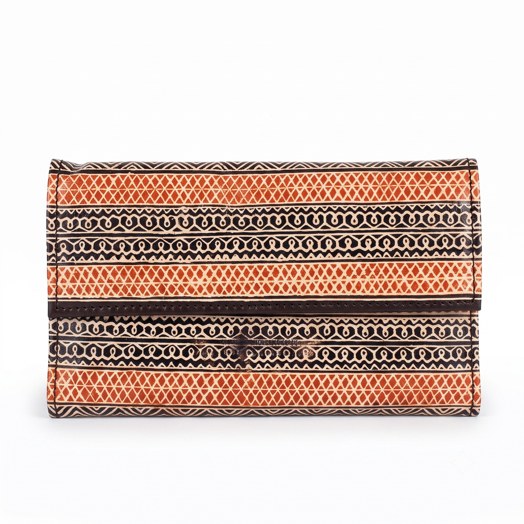 Geometric Patterned Tooled Leather Wallet