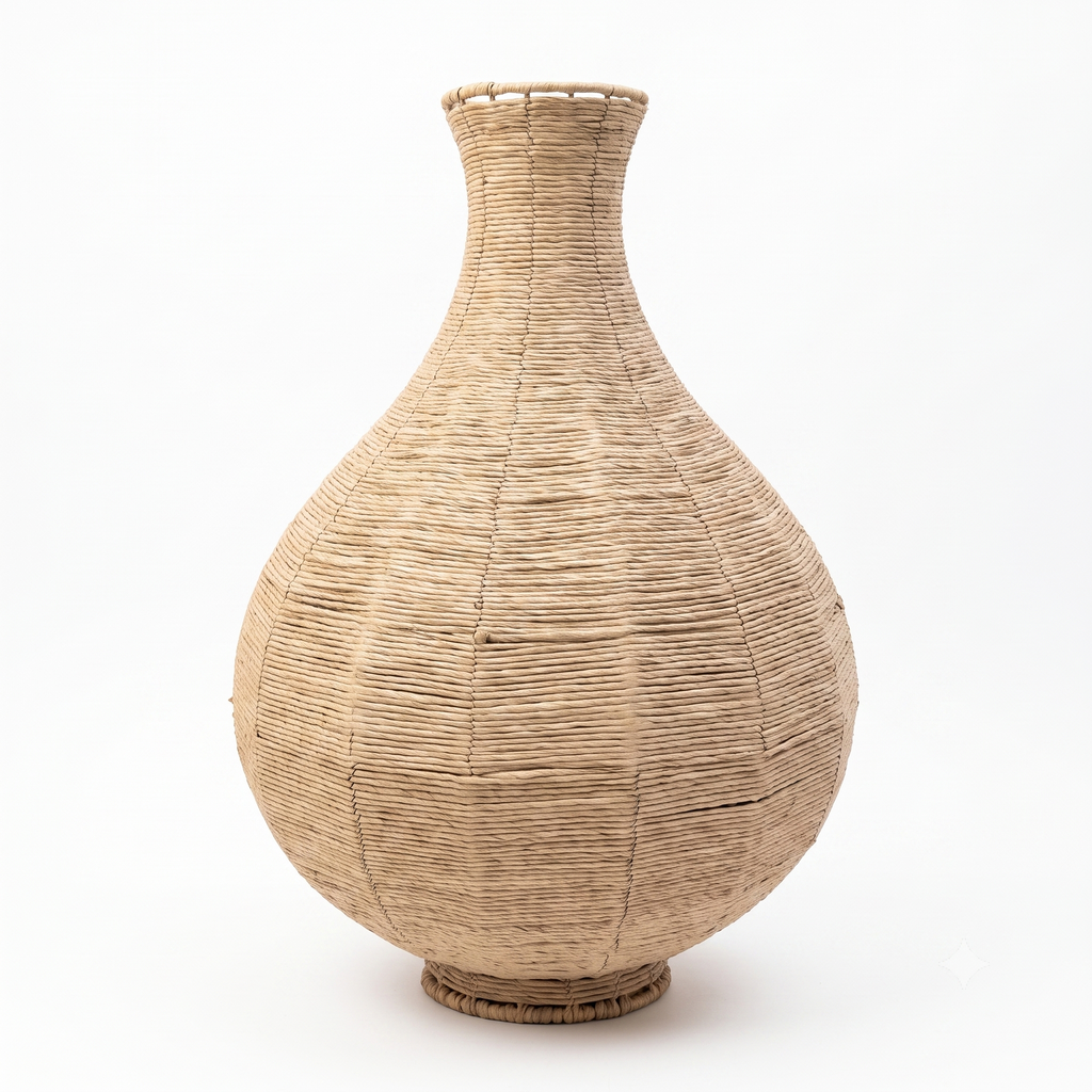 Hand-Woven Natural Fiber Decorative Vase