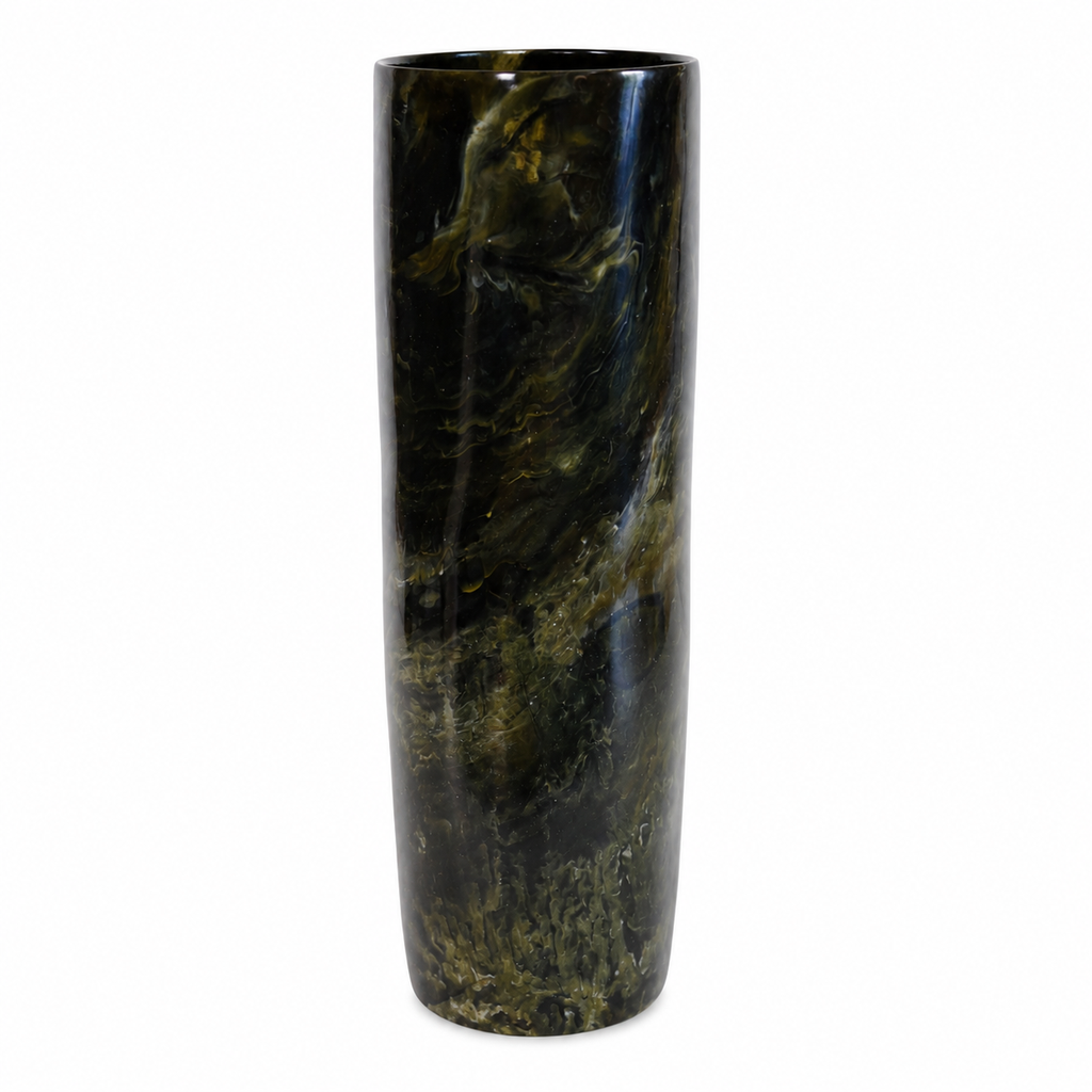Swirl-Patterned Cylindrical Decorative Vase