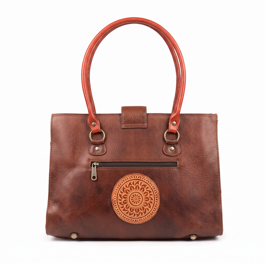 Artisanal Tooled Leather Tote Bag