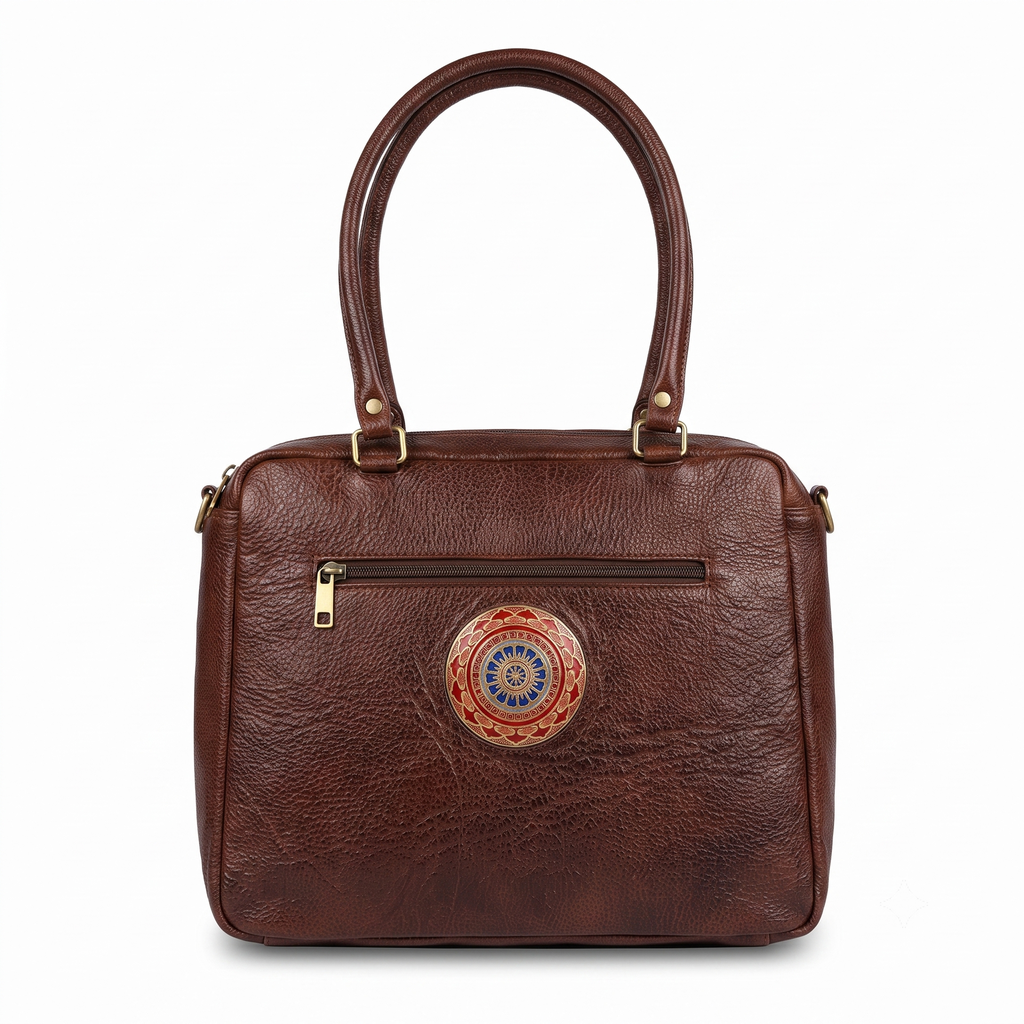 Artisanal Medallion-Accent Leather Tote