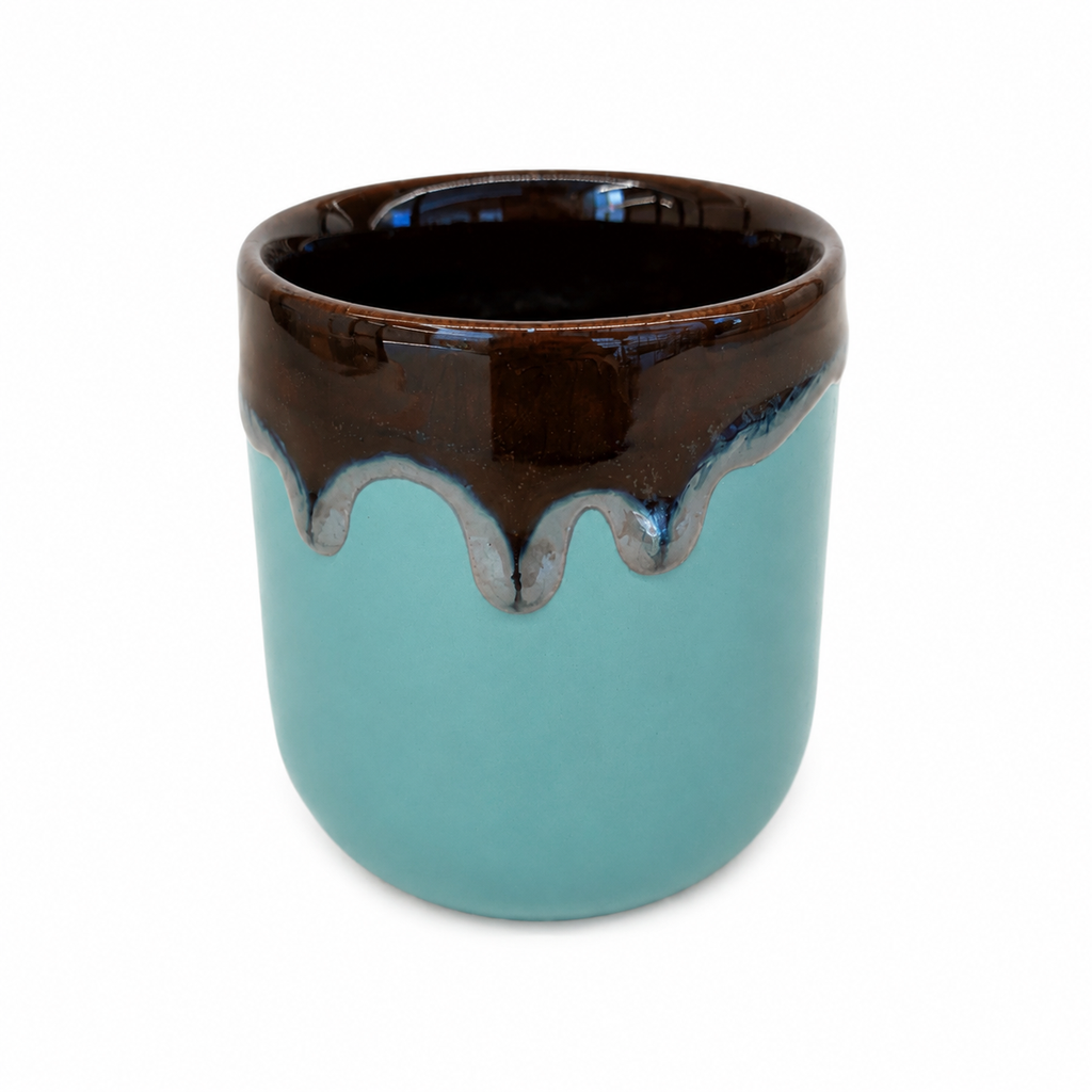 Drip-Glaze Two-Tone Ceramic Tumbler