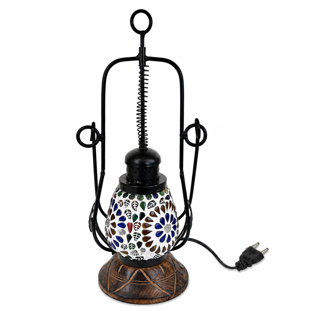 Mosaic Glass Lantern Table Lamp