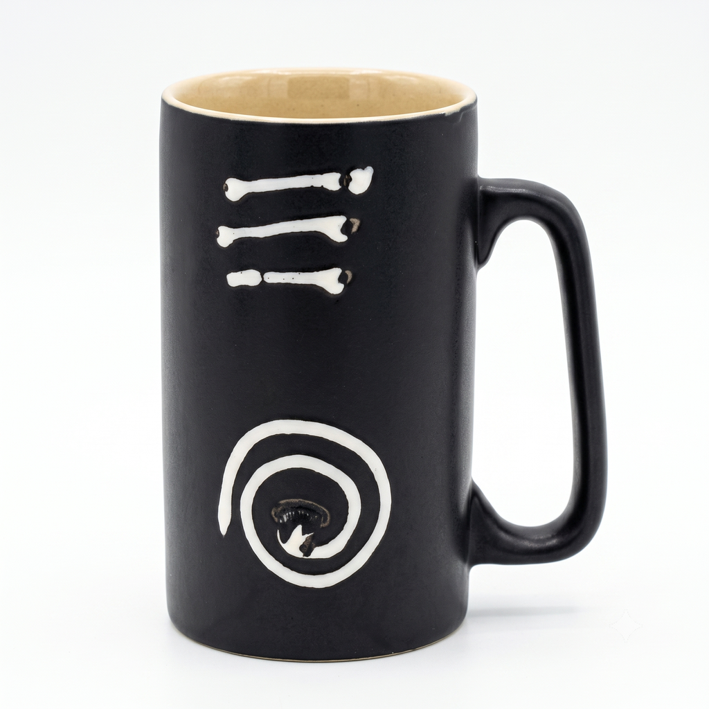 Artisanal Matte Black Tribal Mug