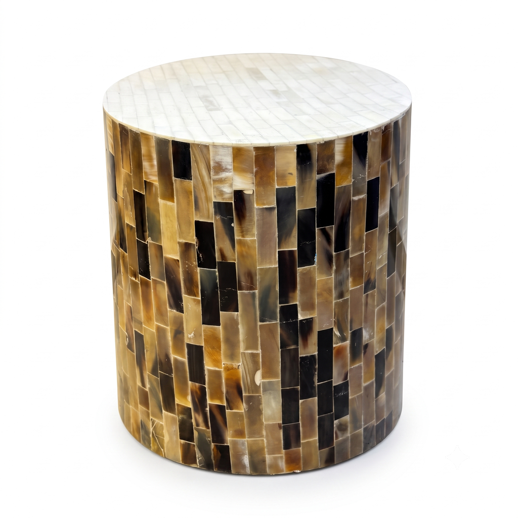 Mosaic Horn and Bone Inlay Side Table