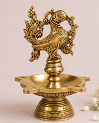 Peacock Grace Heritage Brass Diya