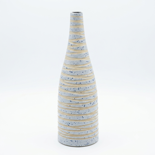 Handcrafted Speckled Ceramic Vase – Textured Spiral Design