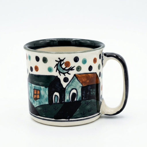 [NCUI_0054] Handcrafted Stoneware Ceramic Coffee Mug – Artistic Village Design