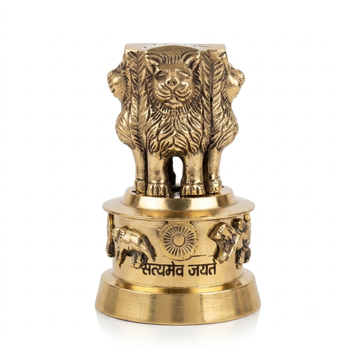 [NCUI_0068] Handcrafted Brass Ashoka Lion Capital Showpiece