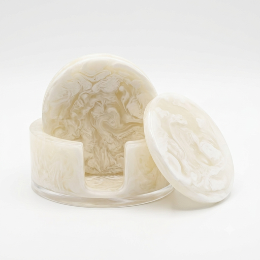 [NCUI_0075] Carrara Alabaster Sculpted Coaster Set