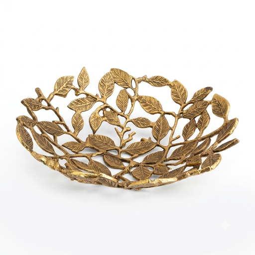 [NCUI_0079] Elysian Gilded Leaf Sculptural Decorative Bowl