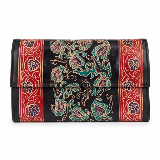 [NCUI_0108] Handcrafted Kalamkari Art Leather Clutch Wallet
