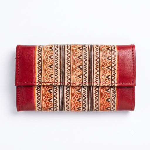 [NCUI_0113] Handcrafted Tribal Pattern Leather Clutch Wallet