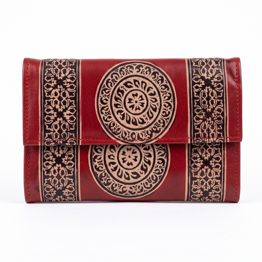 [NCUI_0118] Handcrafted Mandala Leather Clutch Wallet