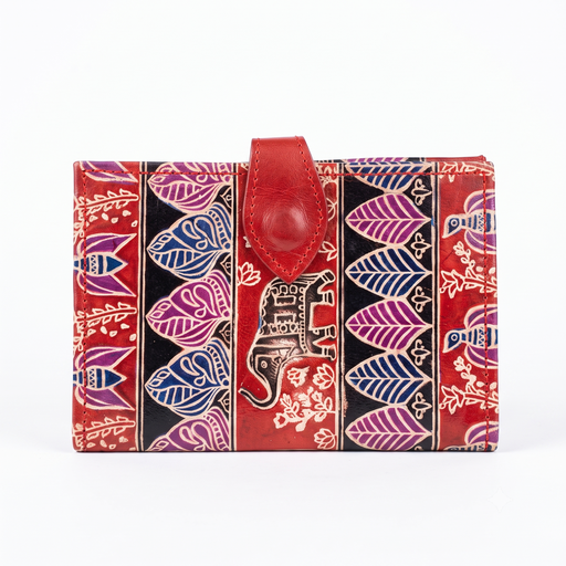 [NCUI_0126] Artisan Hand-Painted Floral Leather Bi-Fold Wallet