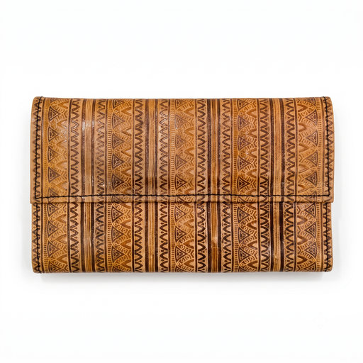 [NCUI_0137] Artisan Hand-Painted Designer Pattern Leather Clutch Wallet