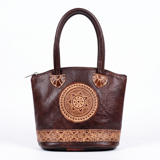 [NCUI_0138] Artisanal Tooled Leather Tote Bag