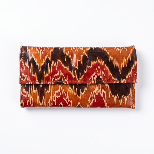 [NCUI_0139] Abstract Patterned Leather Envelope Wallet