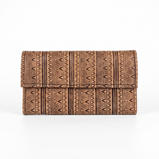[NCUI_0140] Geometric Tooled Leather Wallet