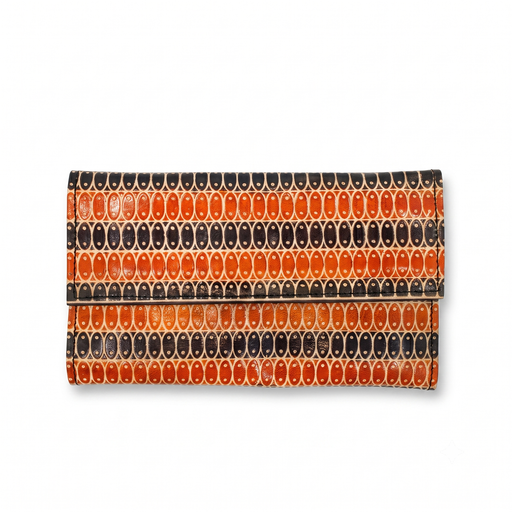 [NCUI_0142] Oval-Patterned Tooled Leather Wallet