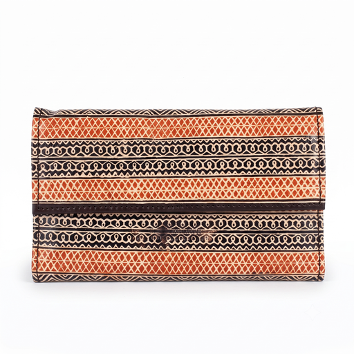 [NCUI_0146] Geometric Patterned Tooled Leather Wallet