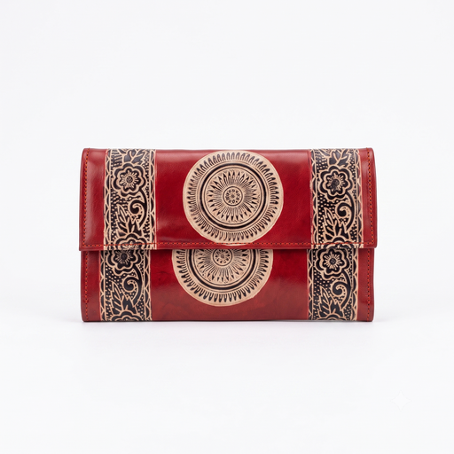 [NCUI_0151] Mandala-Tooled Leather Wallet