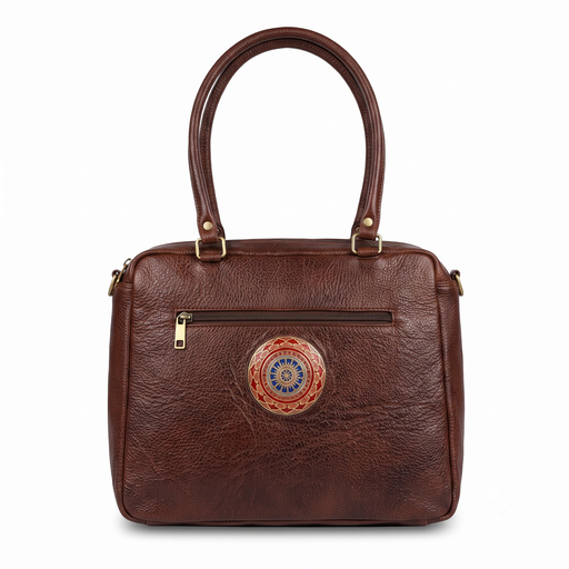 [NCUI_0156] Artisanal Medallion-Accent Leather Tote
