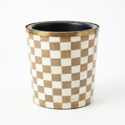 [NCUI_0163] Checkerboard Mother-of-Pearl Wastebasket