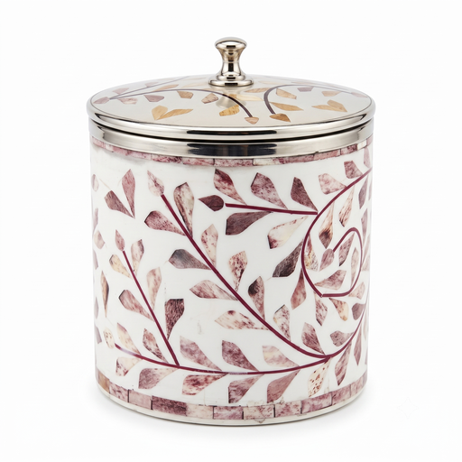 [NCUI_0164] Floral Inlay Decorative Storage Jar