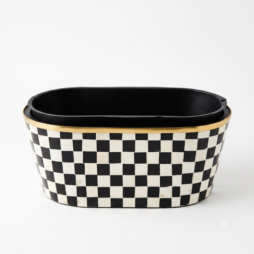[NCUI_0169] Checkerboard Oval Decorative Basket