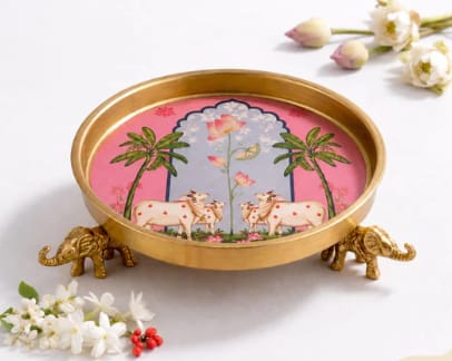 [IU10AU269016] Pichwai Elephant Urli Rose